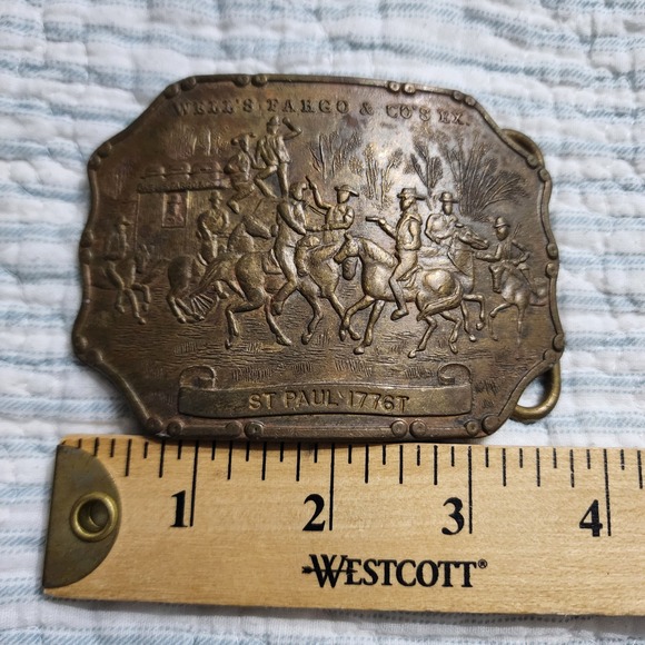 VTG Wells Fargo & Co 1883 Express Award Belt Buckle Tiffany Broadway NY Brass